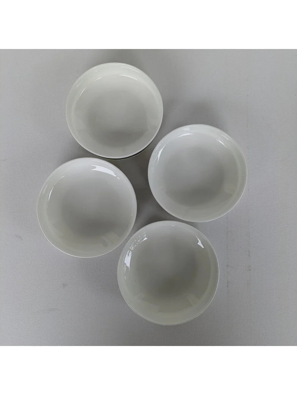 Vintage 1970s Set of 4 Black & White Geometric Bone China Small Bowls, Japan